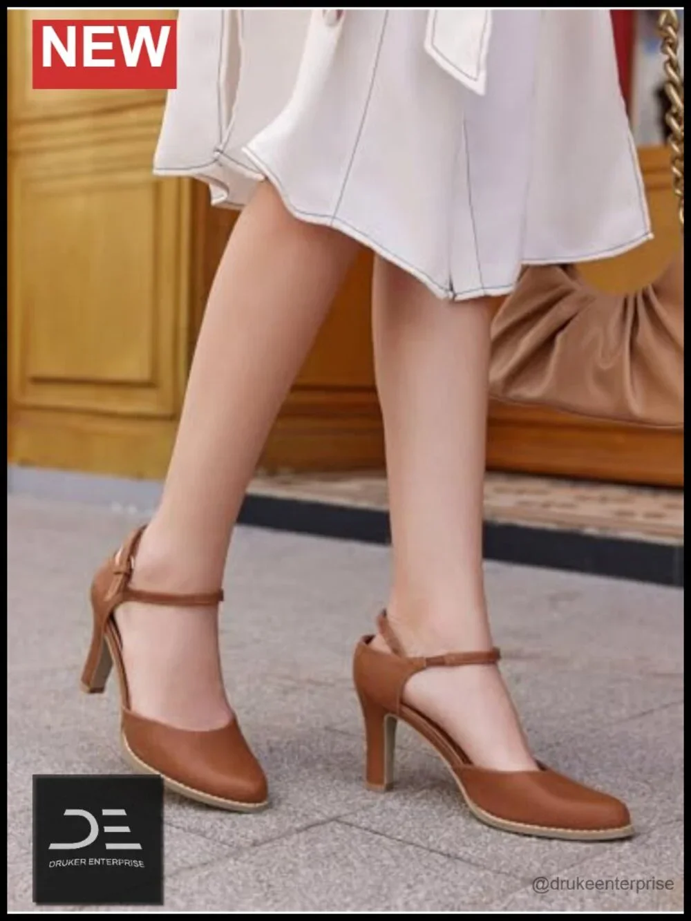 Womens Chunky High Heel Pointed Toe Ankle Strap D'Orsay Pumps Party Shoes